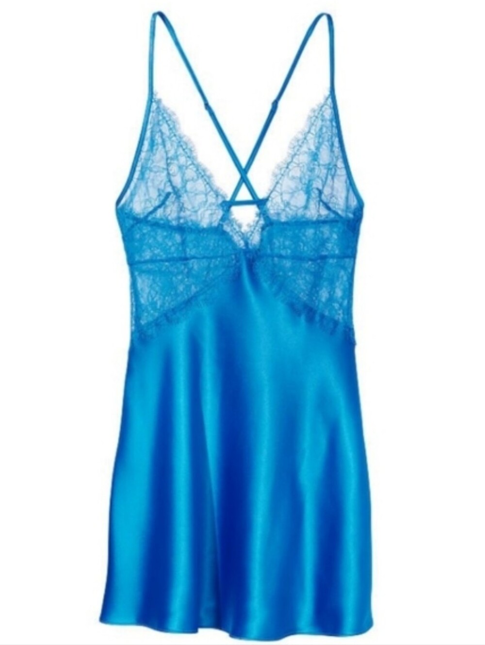 Victoria's Secret Lace Plunge Slip in Blue Enamel SZ XXL